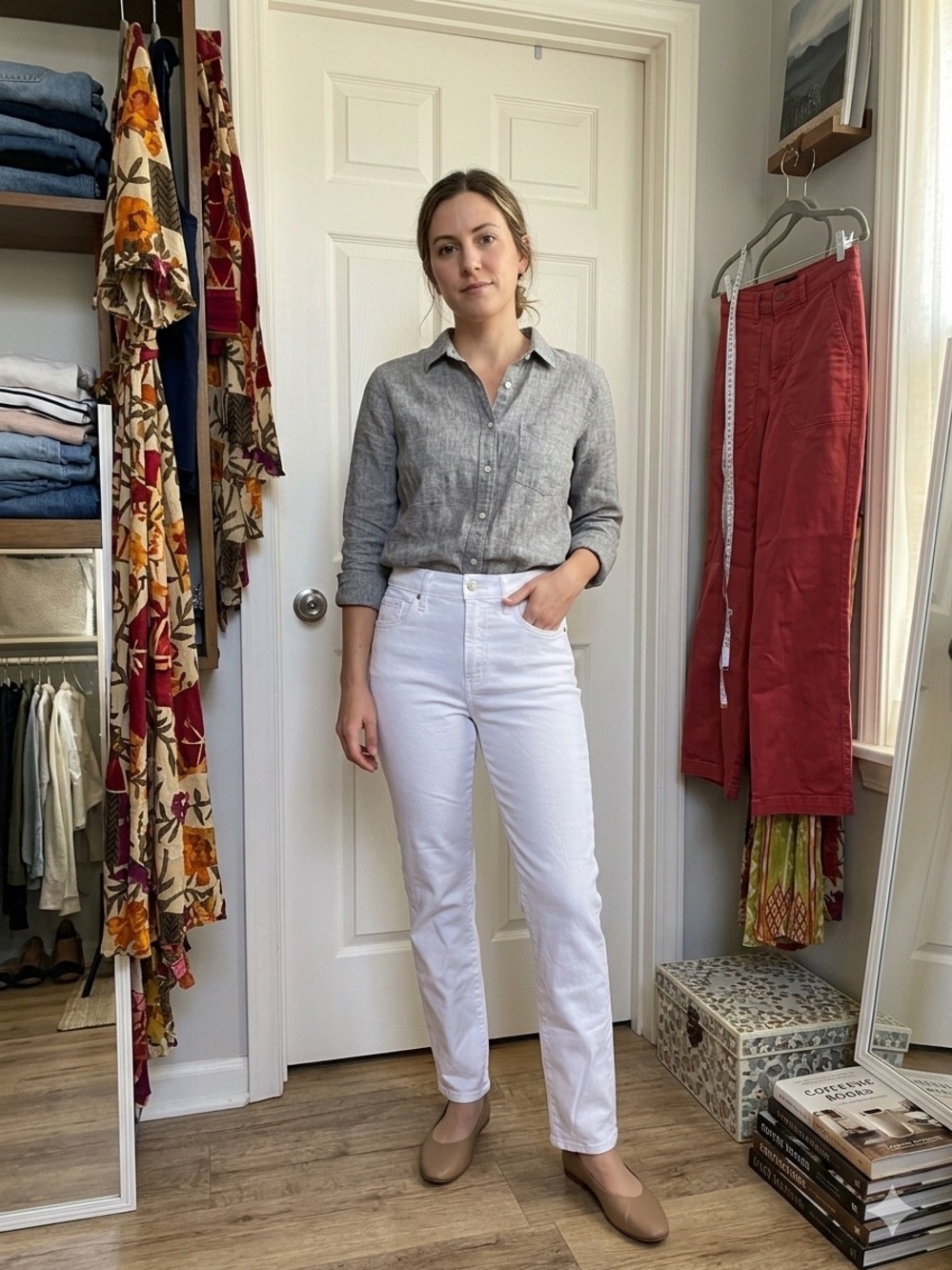 NWOT Express 90s Slim Express High-Rise White Straight-Leg Jeans 4